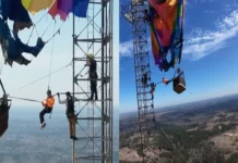 Balão colide com torre no Texas e deixa ocupantes suspensos