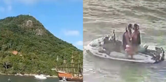 Casal é atropelado por barco turístico enquanto namorava numa moto de água no Brasil