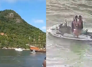 Casal é atropelado por barco turístico enquanto namorava numa moto de água no Brasil