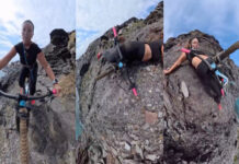 Ciclista escapa por pouco a queda de penhasco durante passeio com a cadela