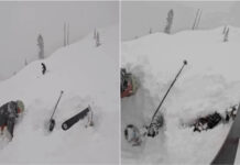 Resgate milagroso: Esquiador soterrado salvo ao serem vistas apenas as pontas dos esquis