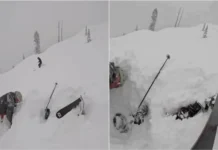 Resgate milagroso: Esquiador soterrado salvo ao serem vistas apenas as pontas dos esquis