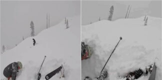 Resgate milagroso: Esquiador soterrado salvo ao serem vistas apenas as pontas dos esquis