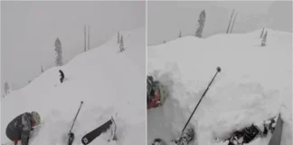 Resgate milagroso: Esquiador soterrado salvo ao serem vistas apenas as pontas dos esquis