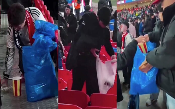 Adeptos japoneses dão lição de civismo em Wembley após vitória sobre Inglaterra