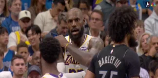 LeBron dá raspanete ao filho durante jogo dos Lakers