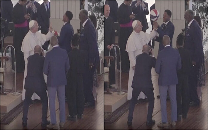 Papa Leão XIV aprende truque de basquetebol com os Harlem Globetrotters