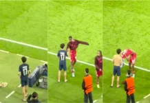 Vitinha dá exemplo ao esperar por jovem do Liverpool para troca de camisolas