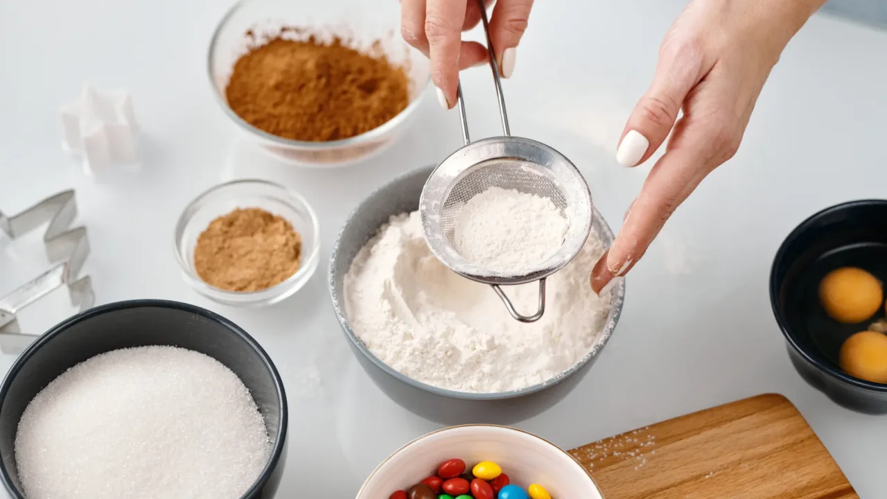 Illustrative photograph. It does not confirm the identity of any person mentioned in the article. Overhead view of baking ingredients and tools in a festive setting with hands at work.